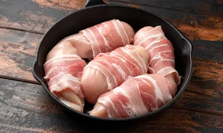 2 x Stuffed chicken fillets wrapped in bacon