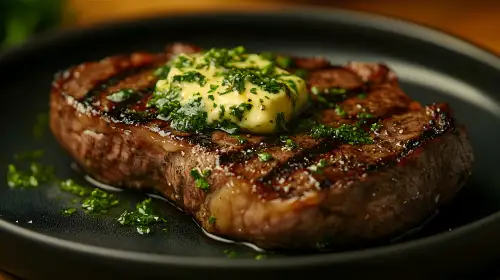 Click Here To Enlarge This Photo Of Grilled Rump Steaks With Homemade Garlic Butter