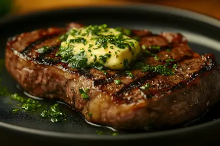 Grilled Rump Steaks With Homemade Garlic Butter